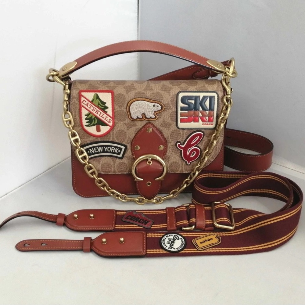 SOLD - Coach Beat Shoulder Bag in Signature Canvas with Alpine-inspired Patches